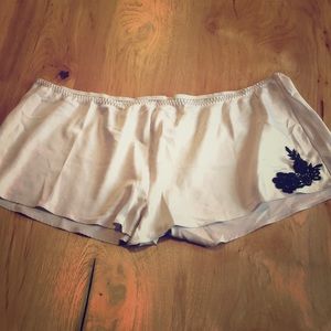 Adore Me silky sleep shorts with embroidery detail